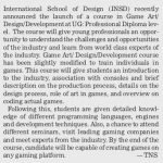 INSD STUDENT AWARD GAMING COURSE